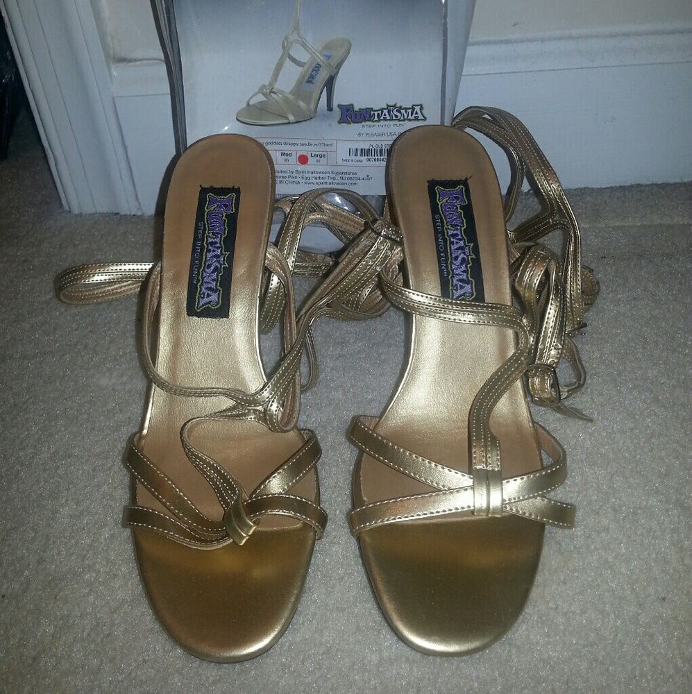 Gold Colored Roman Strappy Sandals NEVER WORN